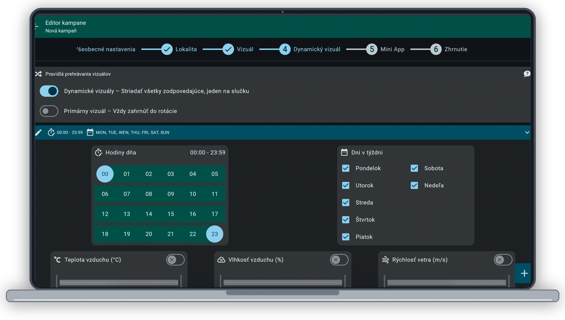 ScreenSoft – editor dynamických kampaní na notebooku