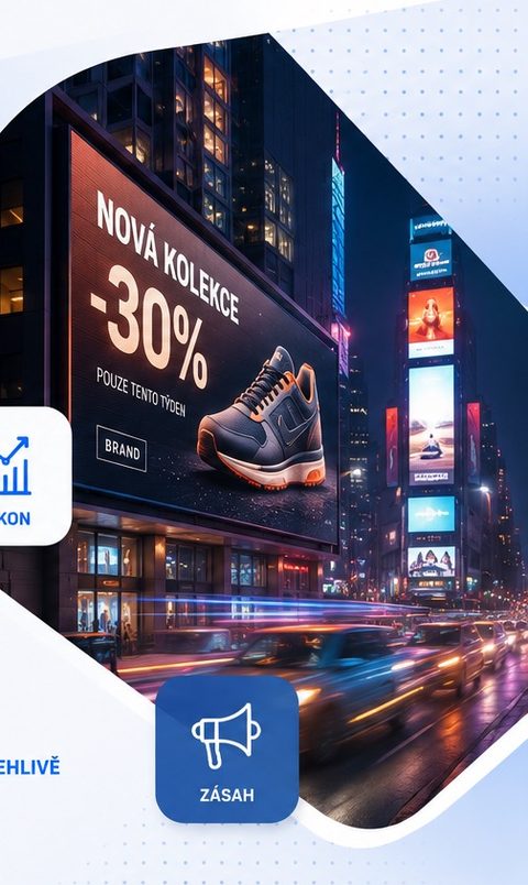 A city billboard running a retail campaign after dark